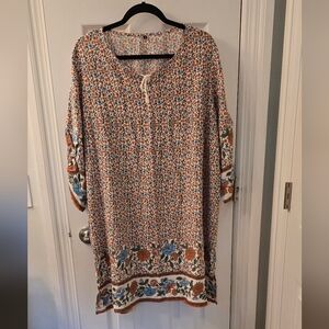 Lightweight Summer Dress/Cover-up With Gathered Sleeves Size XL-XXL (1028)